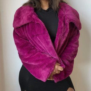 Candie's "Oversized" Fuschia Fuzzy Jacket Size XL